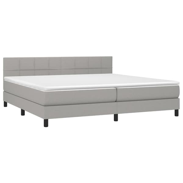 Ramsäng med madrass & LED ljusgrå 200x200 cm tyg