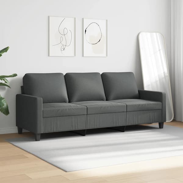 3-sitssoffa mörkgrå 180 cm tyg