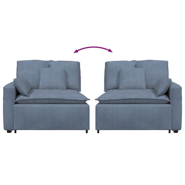 Modulär soffa armstödsändmodul med dynor blå 100 cm