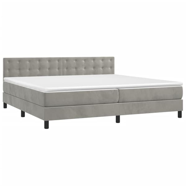 Ramsäng med madrass ljusgrå 200x200 cm sammet