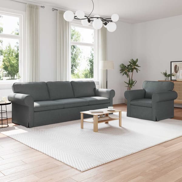 Soffa 2 pcs Mörkgrå 245 x 82 x 80 cm tyg