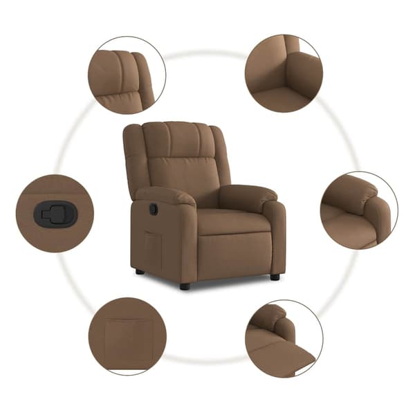 Reclinerfåtölj brun tyg