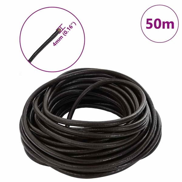 Läder Snöre Mörkbrun Ø4 mm x 50 m Skinn