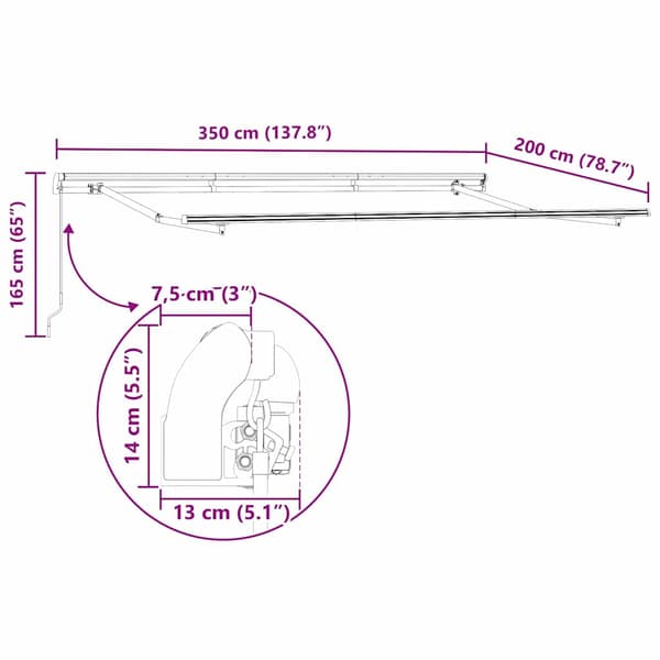 Markisram Vit 3,5 x 2 m Metall