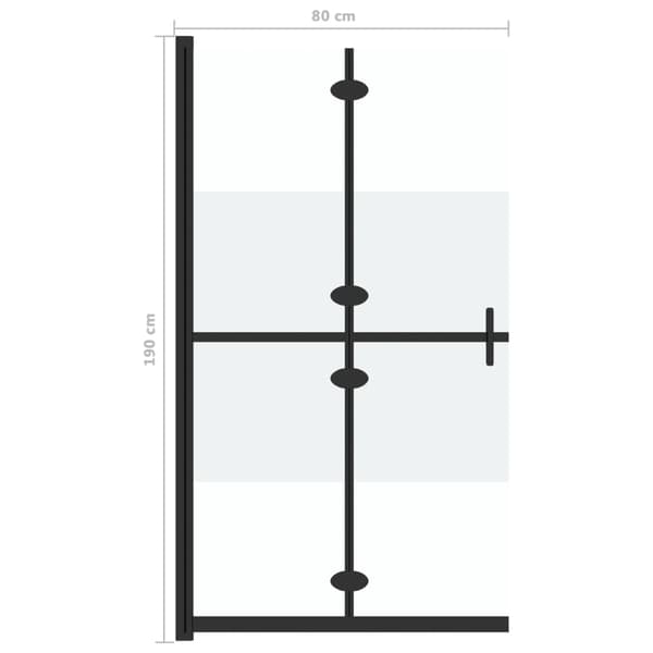 Vikbar duschvägg med halvfrostat ESG-glas 80x190 cm