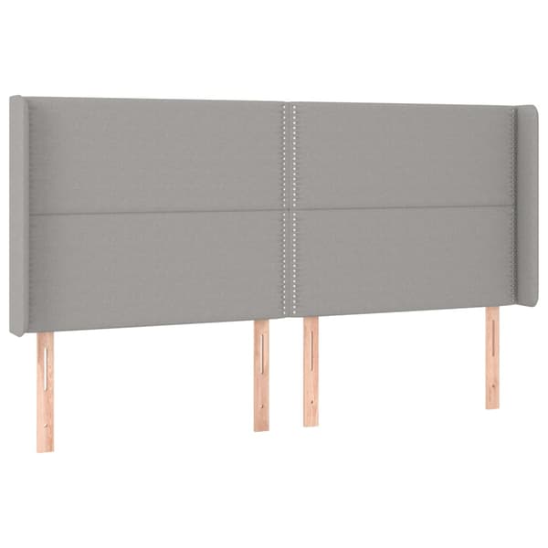 Ramsäng med madrass & LED ljusgrå 200x200 cm tyg