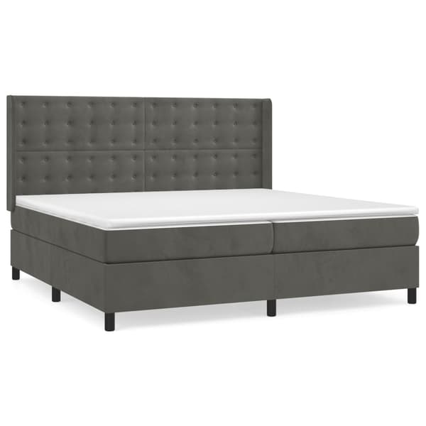 Ramsäng med madrass mörkgrå 200x200 cm sammet