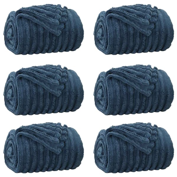 Filtar 6 pcs Mörkblå 150 x 130 cm Fleece