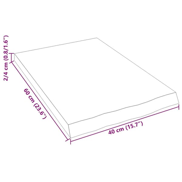 Hyllplan 40x60x(2-4) cm obehandlad massiv ek