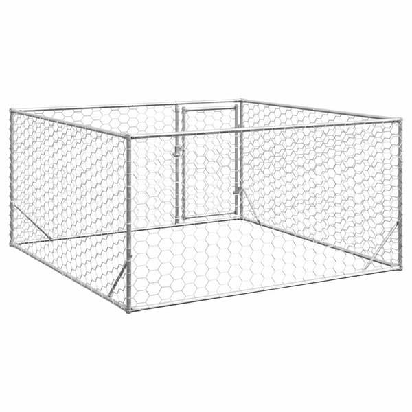 Hundkoja utomhus med dörr 2x2x1 m galvaniserat stål