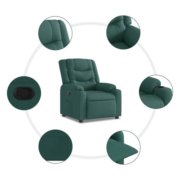 Reclinerfåtölj mörkgrön tyg