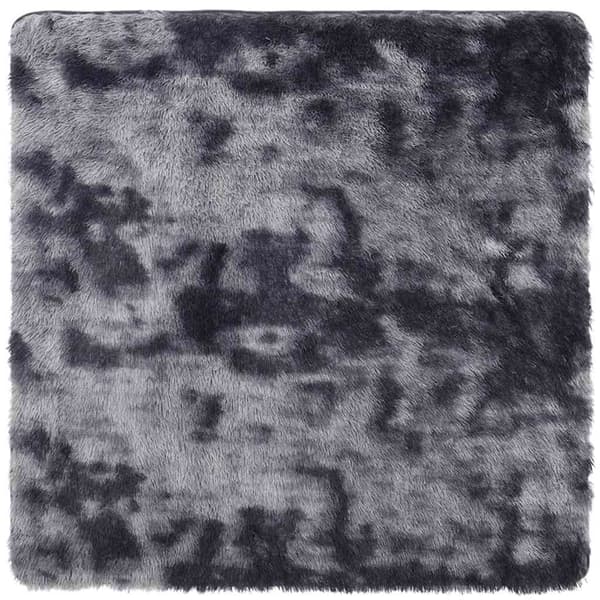Ryamatta med lång lugg NAVARRA mörkgrå 240x240 cm polyester