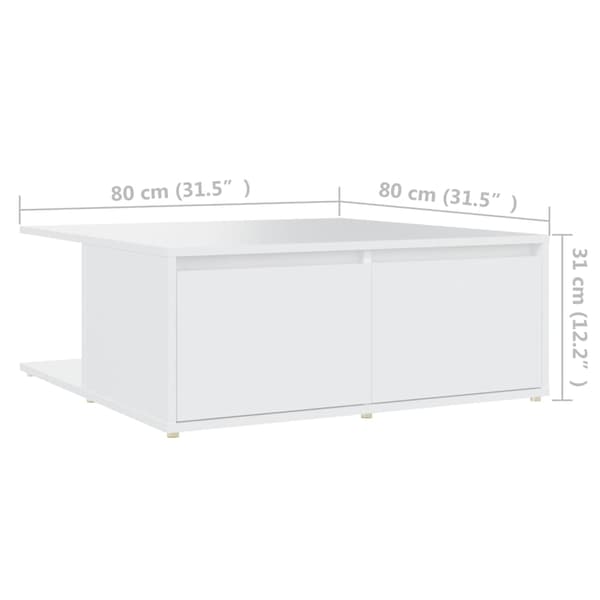Soffbord vit 80x80x31 cm konstruerat trä