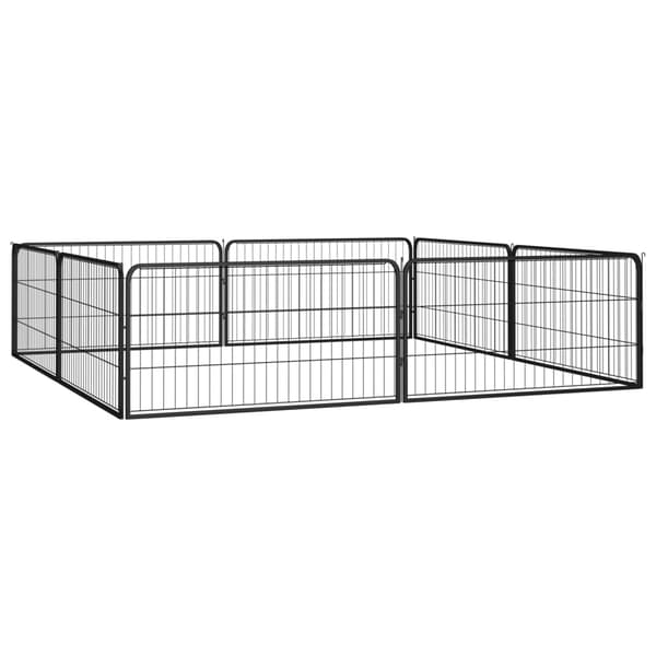 Hundbur 8 paneler svart 100x50 cm pulverlackerat stål