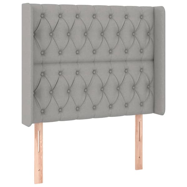 Ramsäng med madrass & LED ljusgrå 90x200 cm tyg