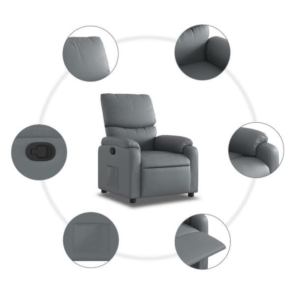 Reclinerfåtölj grå konstläder