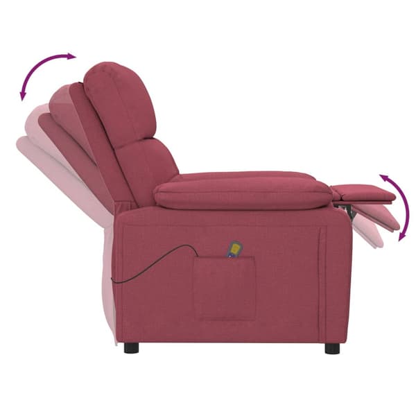 Massagefåtölj vinröd tyg