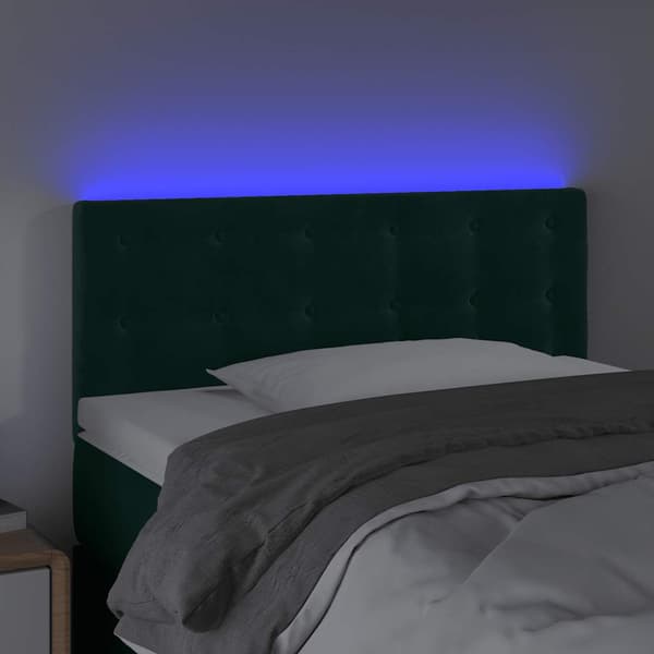Sänggavel LED mörkgrön 80x5x78/88 cm sammet