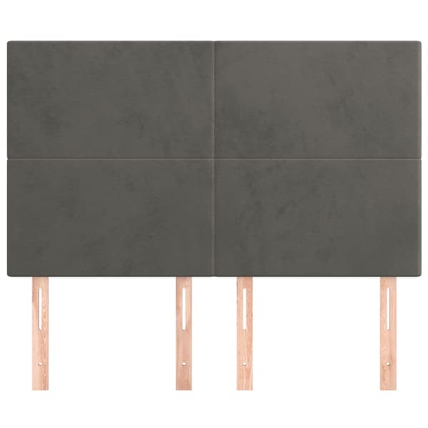 Sänggavel mörkgrå 144x5x118/128 cm sammet