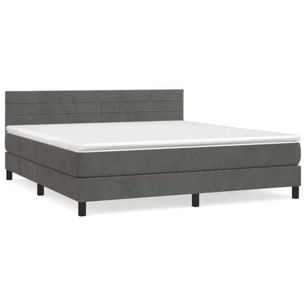Ramsäng med madrass mörkgrå 180x200 cm sammet