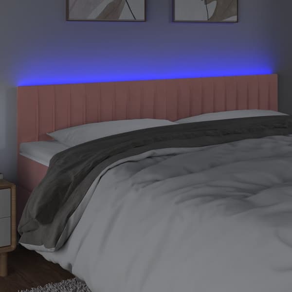 Sänggavel LED rosa 200x5x78/88 cm sammet