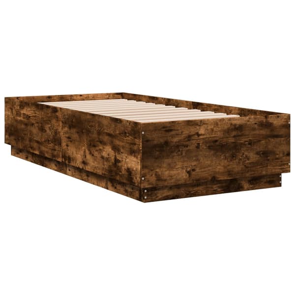 Sängram rökfärgad ek 75x190 cm konstruerad trä