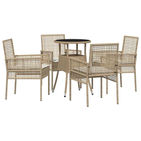 Trädgårdsmöbelset 5 pcs Beige konstrotting