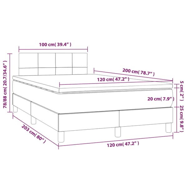Ramsäng med madrass ljusgrå 120x200 cm sammet