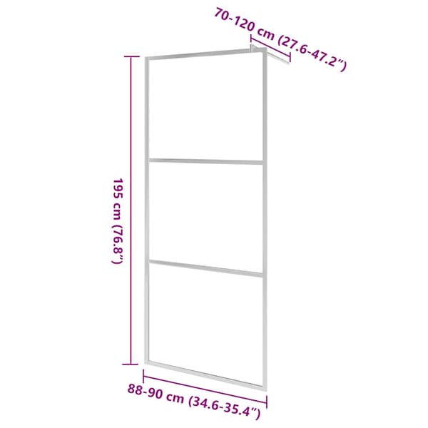 Duschvägg med halvfrostat ESG-glas 90x195 cm