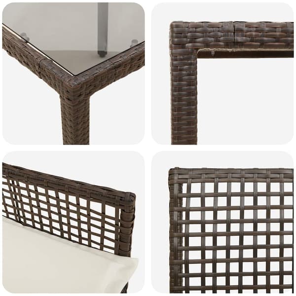 Trädgårdsmöbelset 3 pcs Brun konstrotting