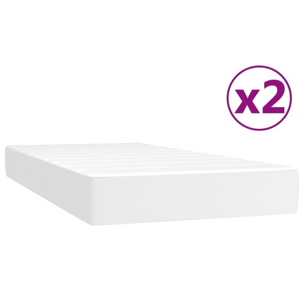 Ramsäng med madrass vit 200x200 cm konstläder