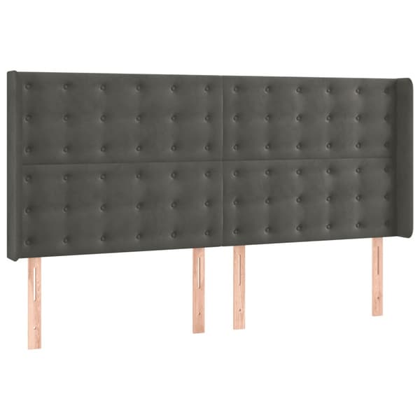 Ramsäng med madrass & LED mörkgrå 180x200 cm sammet