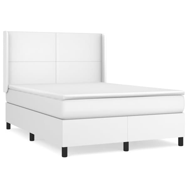 Ramsäng med madrass vit 140x200 cm konstläder