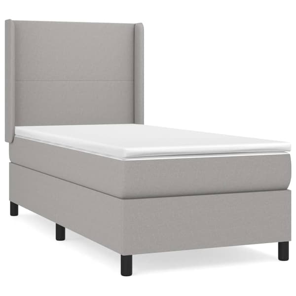 Ramsäng med madrass ljusgrå 100x200 cm tyg