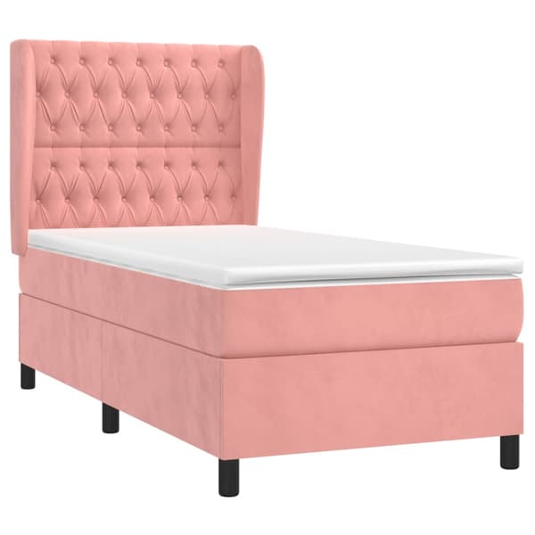 Ramsäng med madrass rosa 100x200 cm sammet