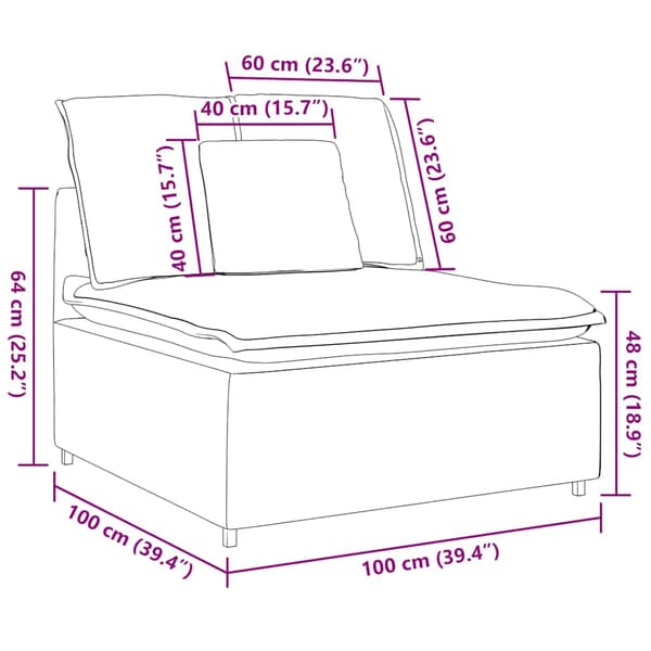 Modulär mittmodul för soffa med dynor grågrön 100 cm