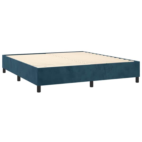 Ramsäng med madrass mörkblå 160x200 cm sammet