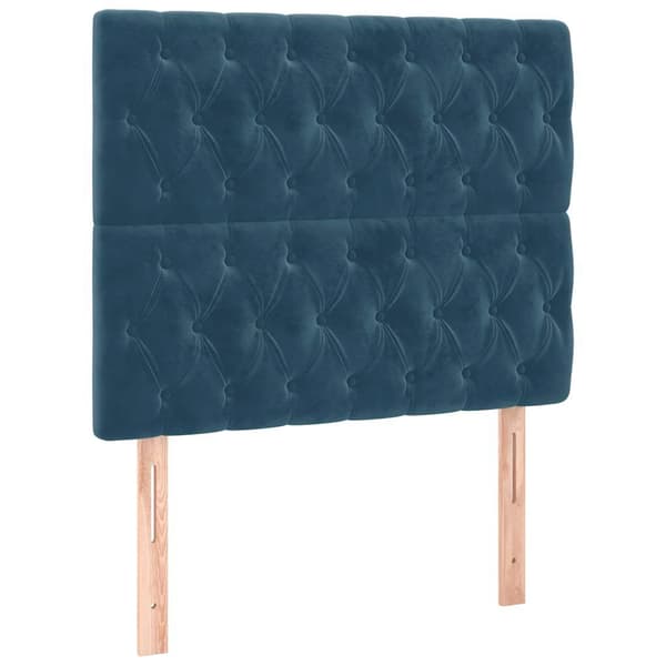 Ramsäng med madrass mörkblå 100x200 cm sammet