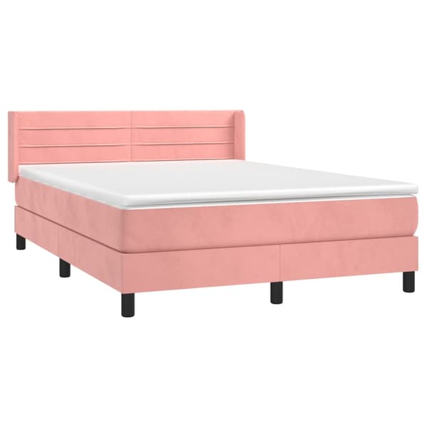 Ramsäng med madrass rosa 140x190 cm sammet