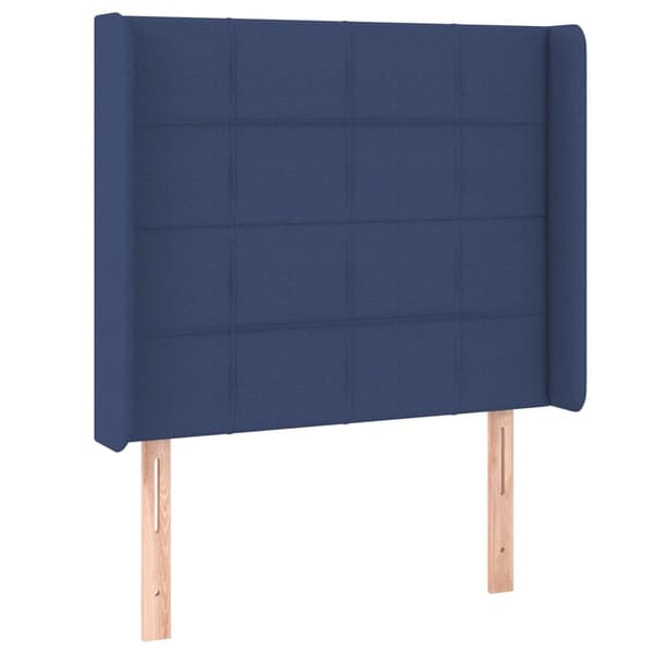 Ramsäng med madrass & LED blå 80x200 cm tyg