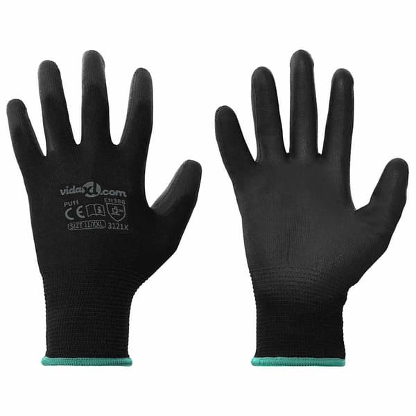 Arbetshandskar 24 pcs Svart 11 / XXL Polyester