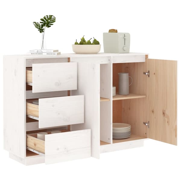 Skänk vit 111x34x75 cm massiv furu