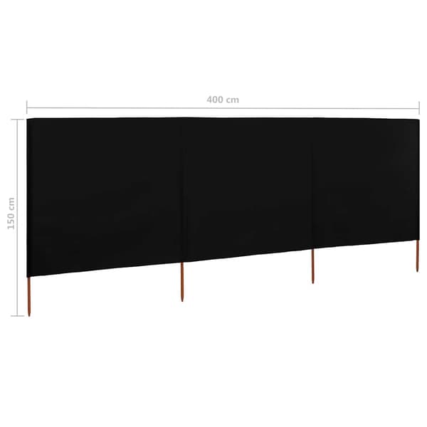 Vindskydd 3 paneler tyg 400x120 cm svart