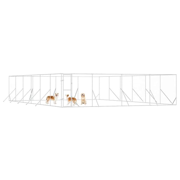 Hundgård för utomhusbruk silver 8x12x2 m galvaniserat stål