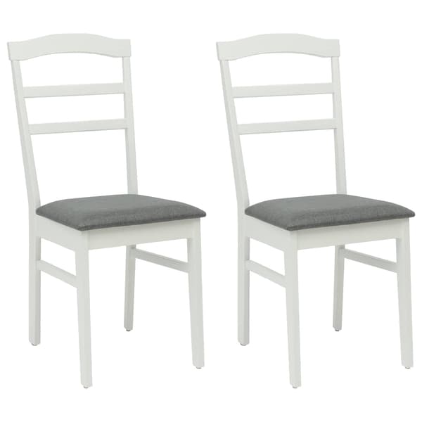 Matstol 2 pcs Vitt och Grått Massiv Gummiträ