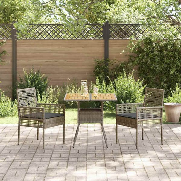 Trädgårdsmöbelset 3 pcs Grå konstrotting