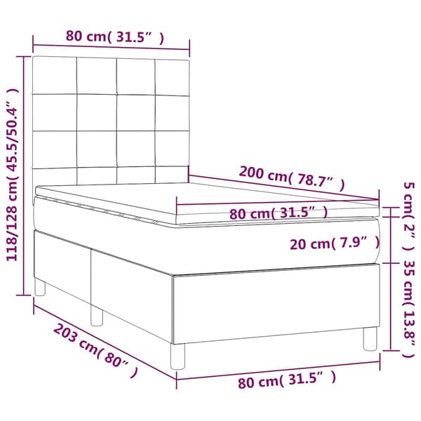 Ramsäng med madrass mörkblå 80x200 cm sammet