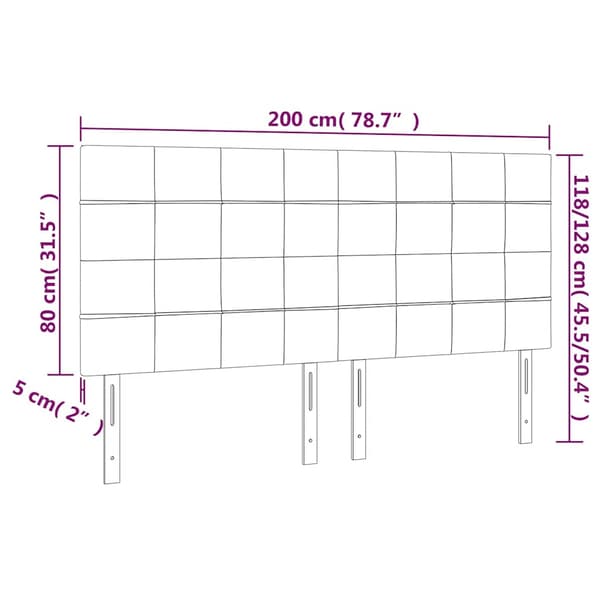 Sänggavel LED mörkblå 200x5x118/128 cm sammet