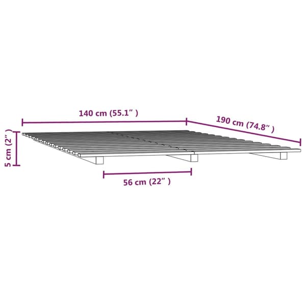 Sängram vit 140x190 cm massiv furu