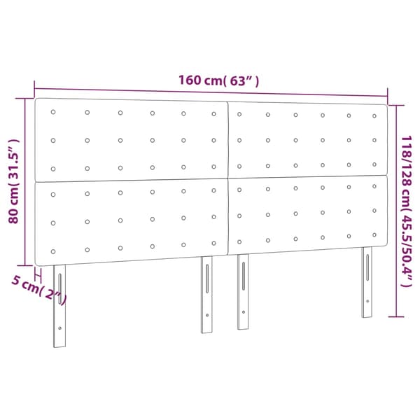 Sänggavel ljusgrå 160x5x118/128 cm sammet